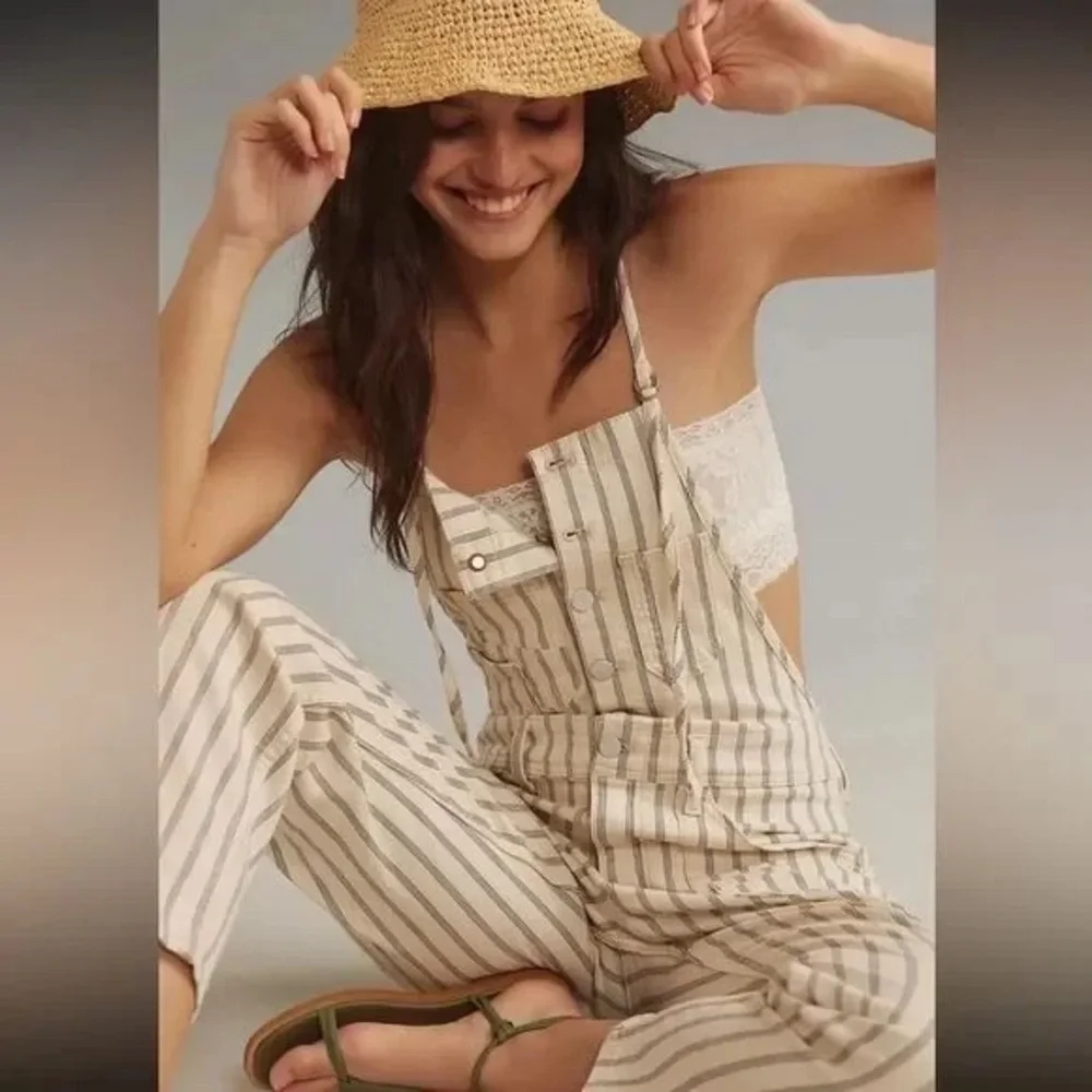 Pilcro Railroad Stripe Overalls - Picture 1 of 11